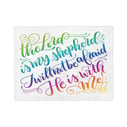 The lord is my shepherd - PSLAM 23 - Rainbow - Velveteen Blanket - howjoyfulshop