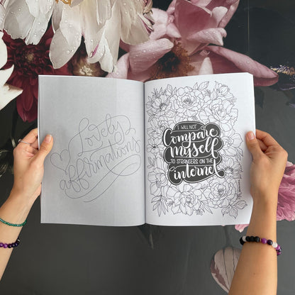 Lovely Affirmations & Flowers Coloring Book - howjoyfulshop