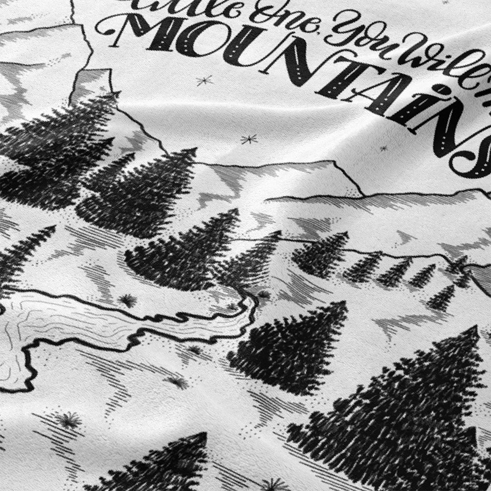 a black and white photo of a mountain map
