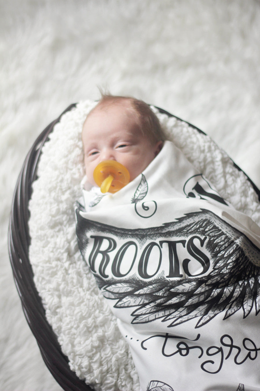 Swaddle - Organic cotton - LAP SIZE - I will give you wings to fly and roots to grow - SALE - howjoyfulshop