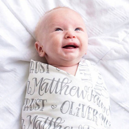 Personalized Swaddle - Hand-lettered name in one color - howjoyfulshop