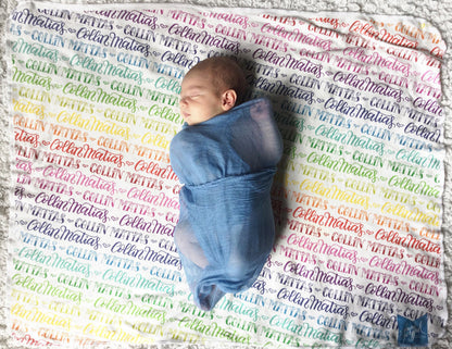 Rainbow Baby- Personalized Swaddle - Rainbow color - Birth announcement - howjoyfulshop