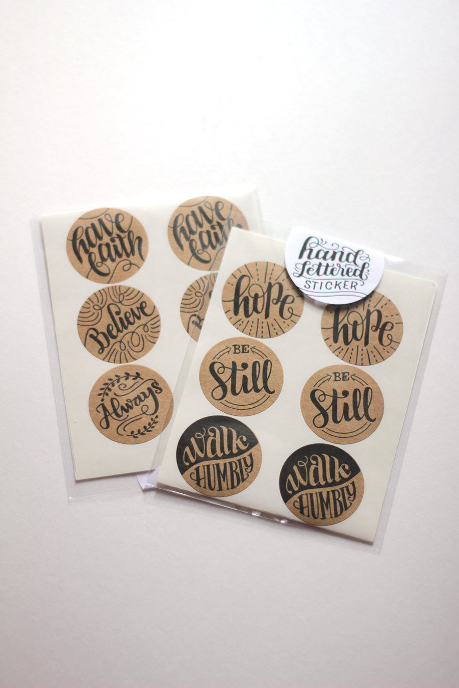 Set of 12 Kraft Stickers - Faith pack - howjoyfulshop
